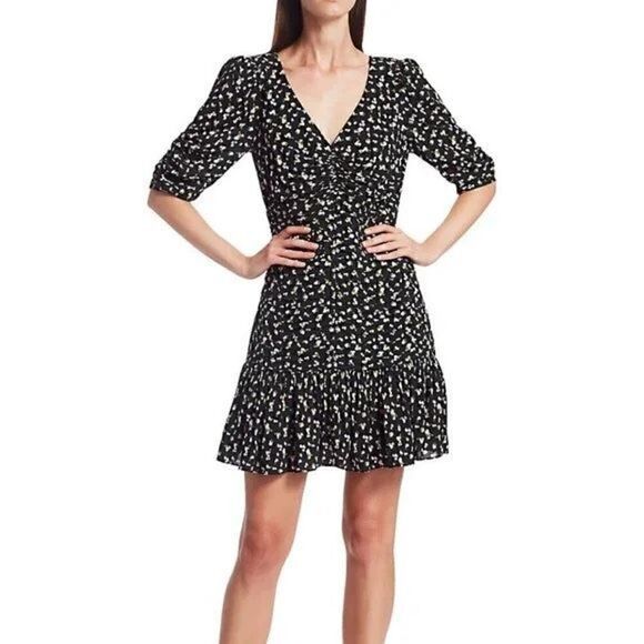 Tanya Taylor Pansy Floral Puff-Sleeve Flounce Mini Dress - Picture 2 of 12